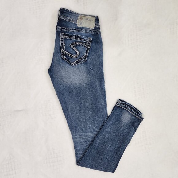 CCO** Skinny *Tuesday* Blue Jeans with vintage Fade - Picture 1 of 6